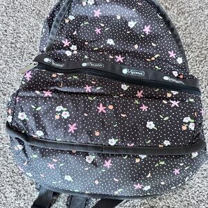 LeSportsac Black Backpack with Floral Design